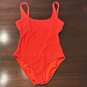 Aerie Swim Textured One-Piece Swimsuit - Red Small